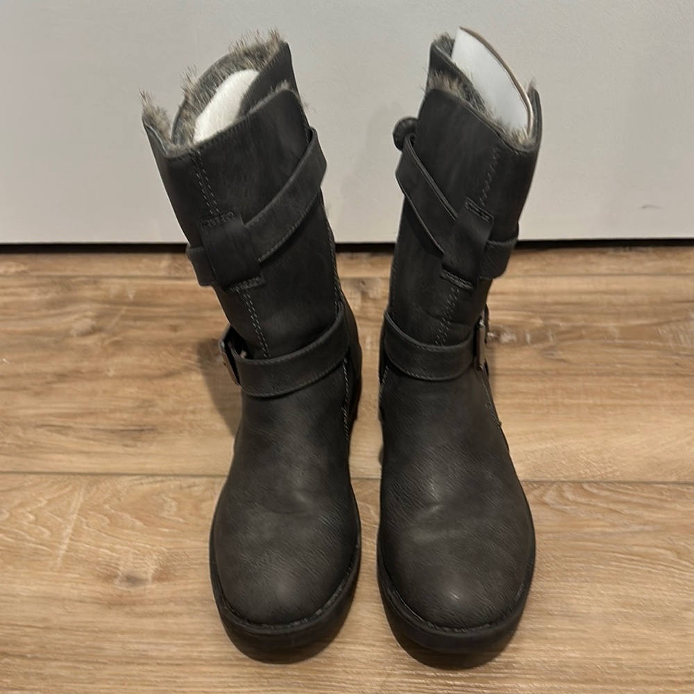 JustFab Charcoal Ankle Boots with Buckle